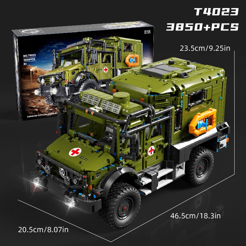 3850PCS Off Road Ambulance Building Blocks Off Road Vehicle Car Model Technology Bricks Kids Educational DIY Toy Birthday Gifts