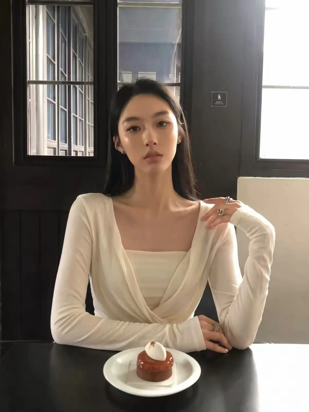 Korean Style Long Sleeve T-Shirt Women's Early Autumn Slim Base Shirt Tube Top Overlap Top Two-Piece Set Casual Leisure