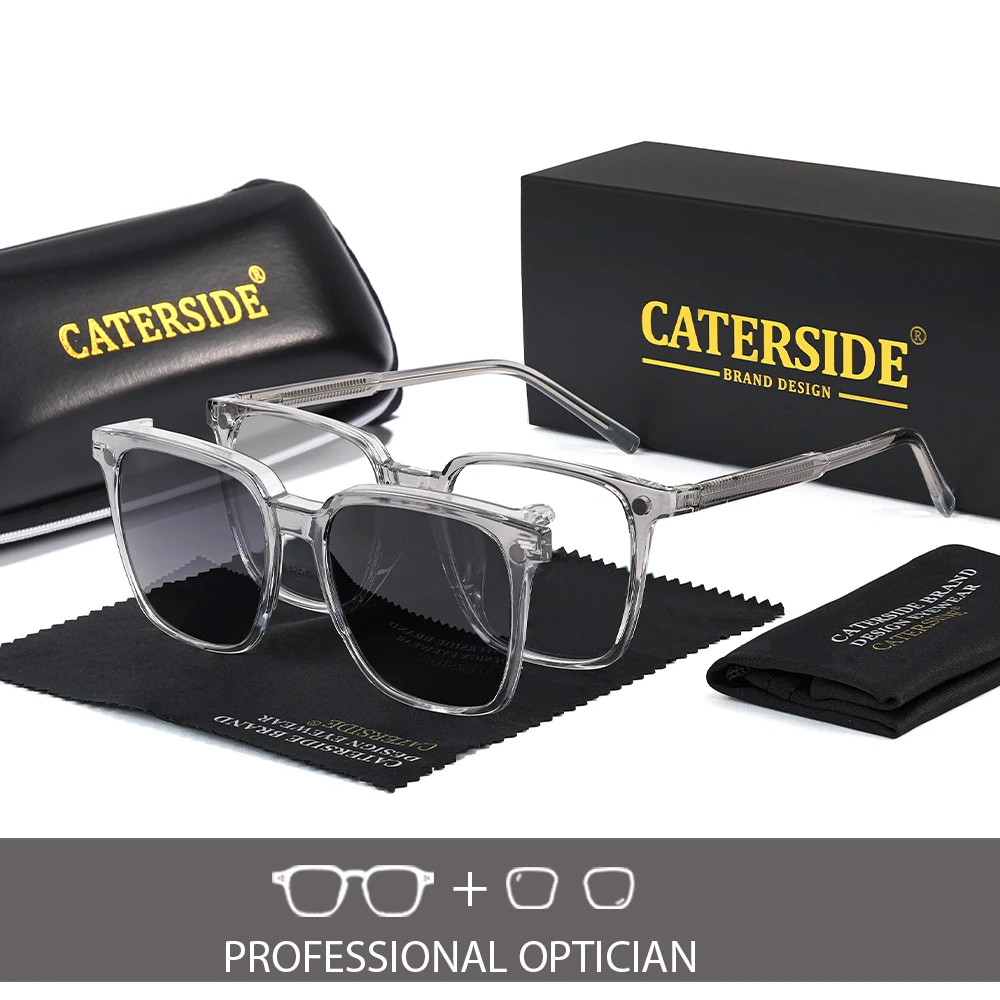 

CATERSIDE Minimalist Men's Optical Glasses Magnetic Clip Polarized Sunglasses Women's Driving Customized Prescription Glasses