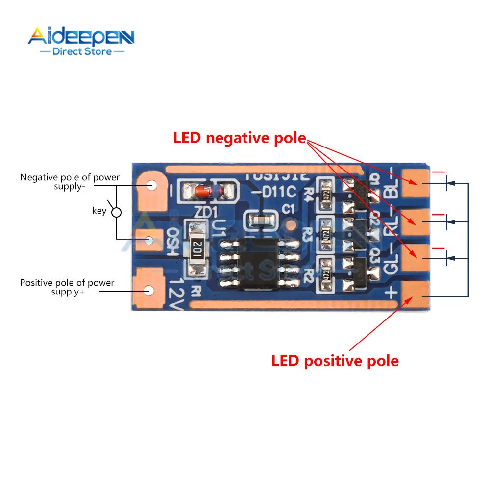 DC 5 V-12 V 2A RGB โมดูล 11 ชนิดปุ่มโหมดสวิทช์สีโมดูล High Current Drive Circuit Board