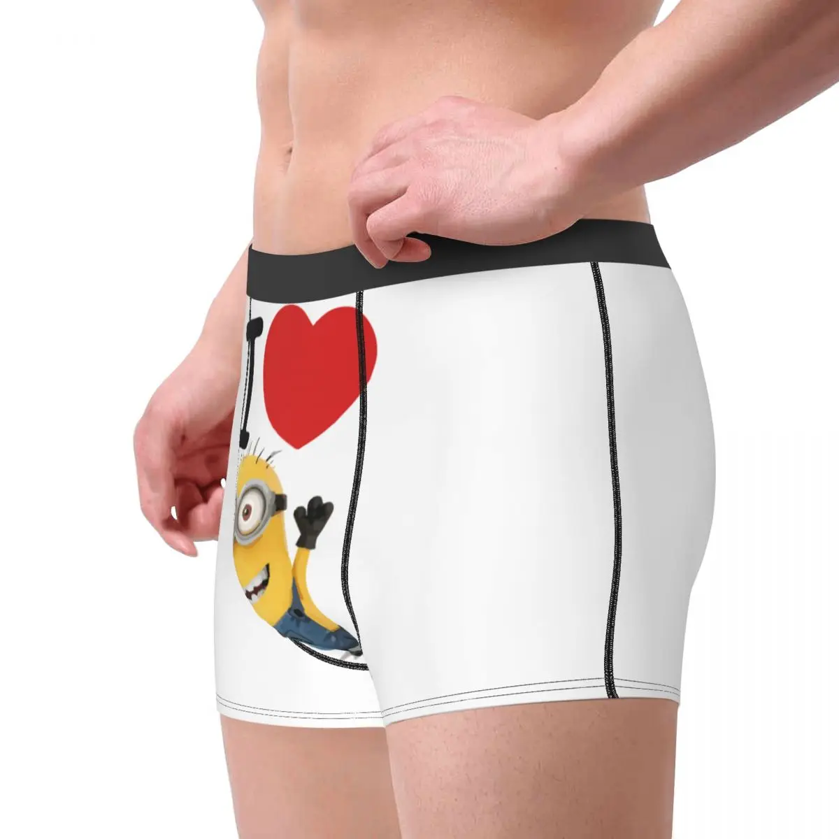 Custom I Love M-Minions Cartoon Underwear Men Stretch Boxer Briefs Shorts Panties Soft Underpants For Male