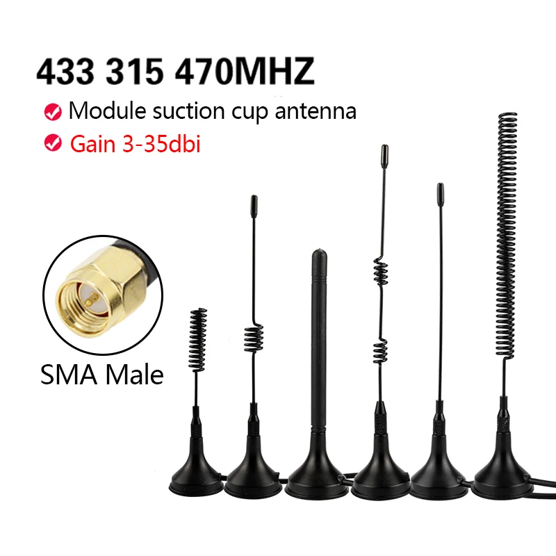 GWS lora 433mhz 315MHZ 470MHZ SMA MALE wireless module omnidirectional LORAWAN sucker antenna 3M RG174smart meter reading system