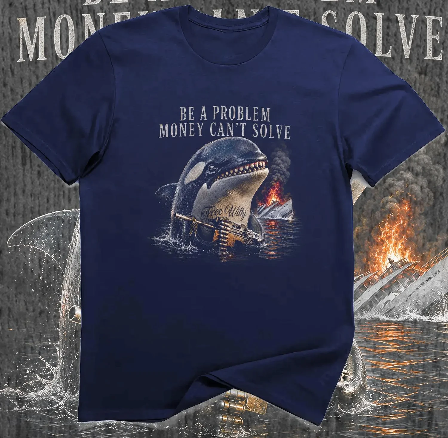 Be a Problem Orca T-Shirt – Funny Troublemaker Killer Whale Graphic Tee Four season popular unisex T-shirt