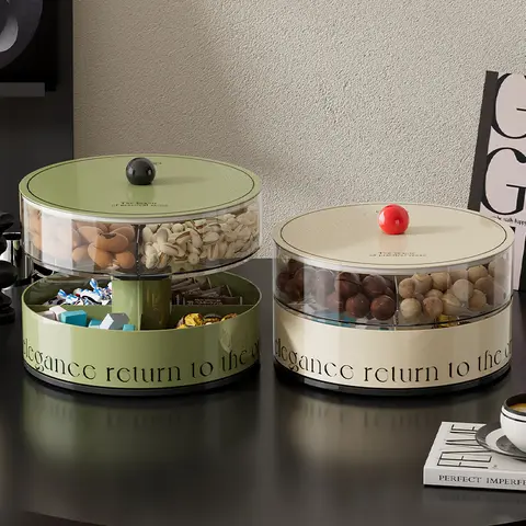 UFORU ड्राई फ्रूट ट्रे लिविंग रूम कॉफी टेबल घरेलू स्नैक ट्रे प्रेस लिफ्ट कैंडी बॉक्स फल अखरोट भंडारण बॉक्स 10 best sales कैंडी ट्रे - №9