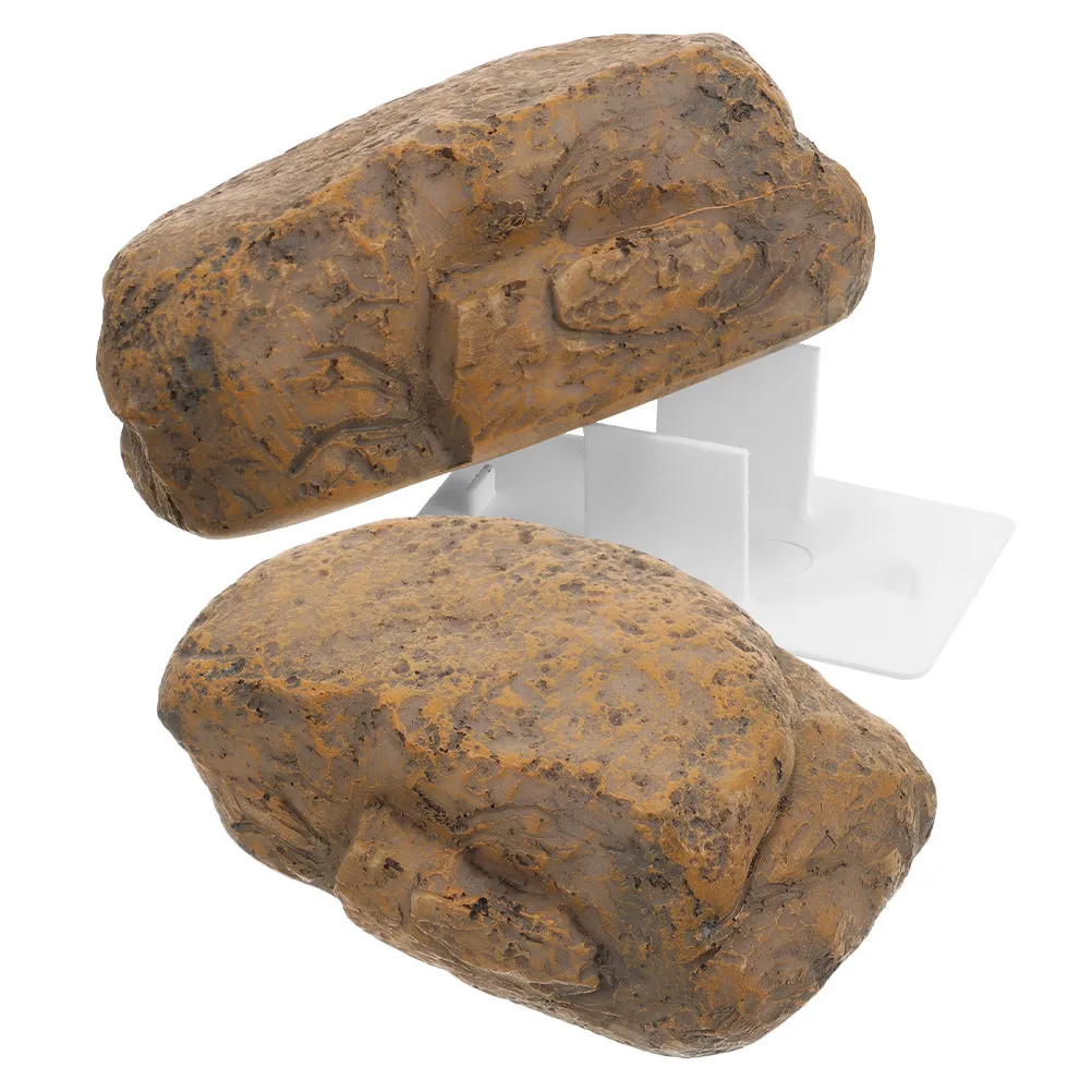 2Pcs Faux Rock Key Hider for Outside Weatherproof Resin Material Large Capacity Hidden Key Box Garden Ornament Yard Security