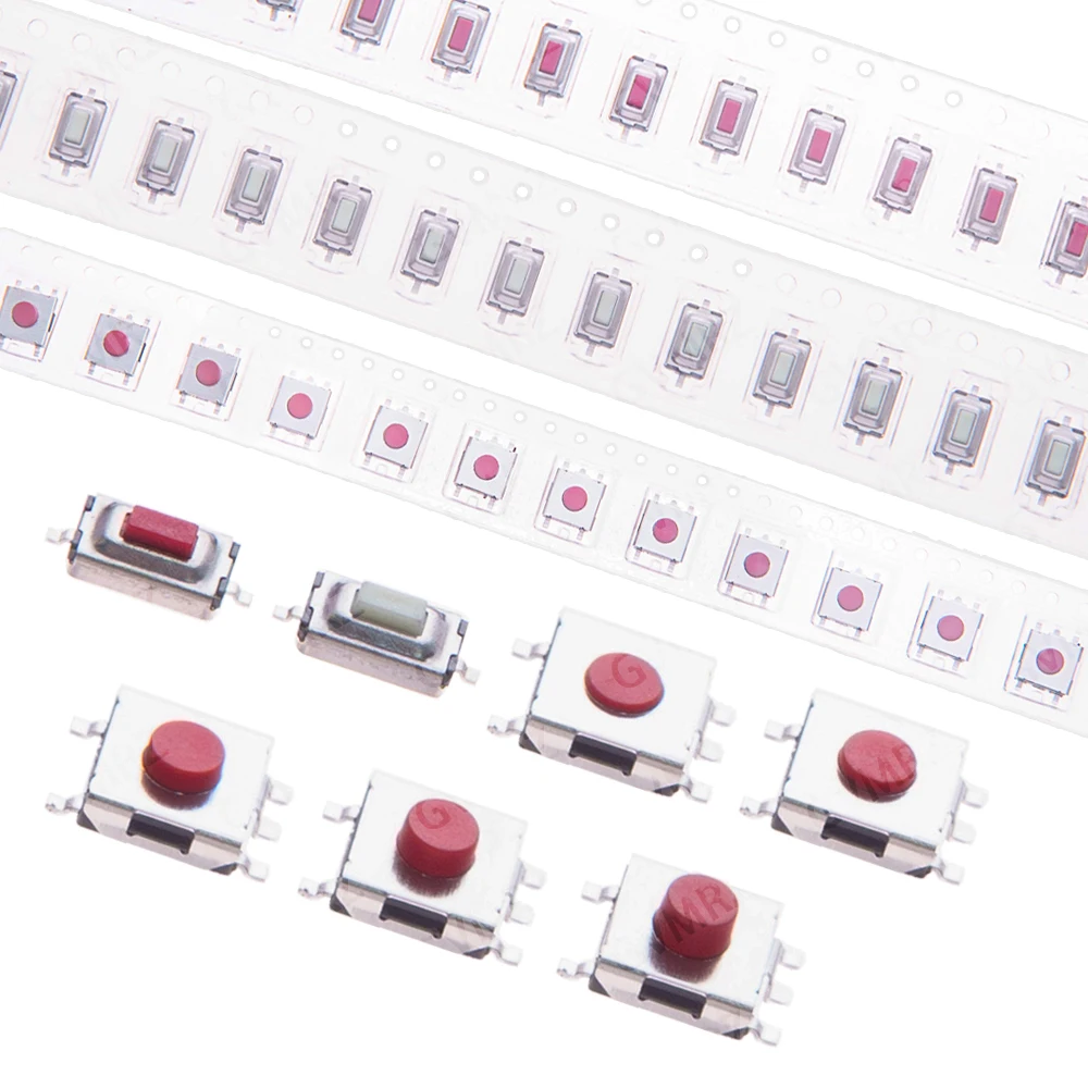 6.2x6.2mm SMD Tactile Switch, 5-Pin Momentary Push Button, H=2.5-5.5mm, for PCB Mount Integrated circuit