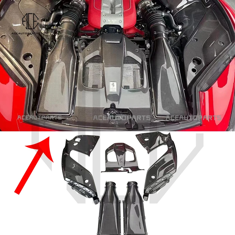 

Car Engine Compartment Side Panel Protective Cover Trim For Ferrari 812 GTS Superfast Dry Carbon Fiber Decorative Sheet Parts OE