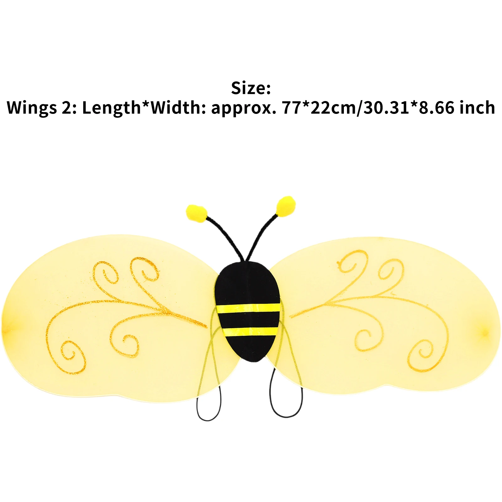 Halloween Cosplay Bee Costume Accessories Bee Wings with Antenna Headband Costume Set for Adult Girls Parties Honeybee Dress Up