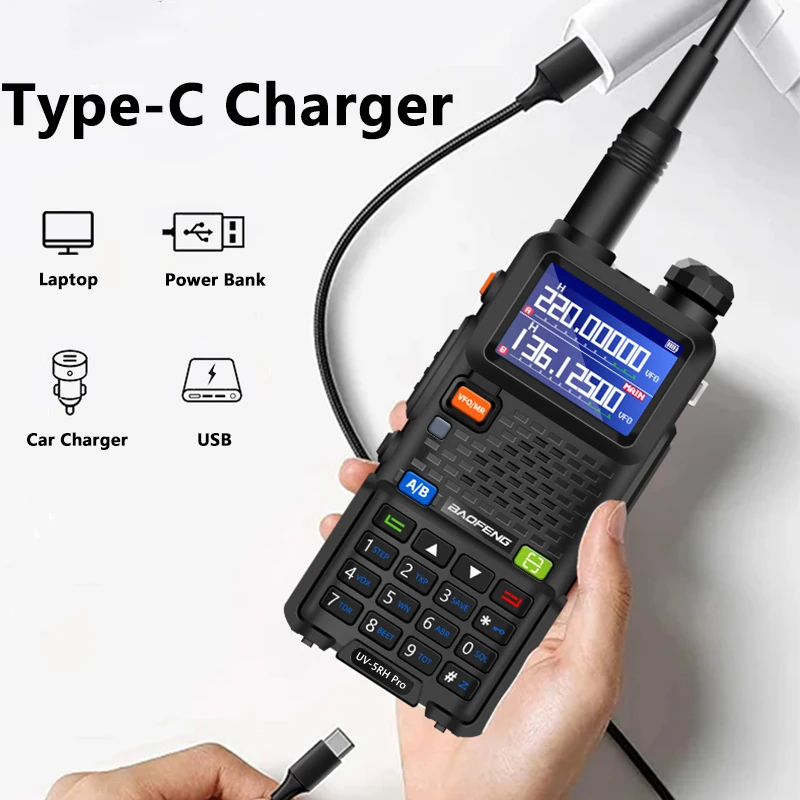 UV-5RM Walkie Talkie Baofeng  14.5W High Capacity Batte USB-C Charger Four-Band 999CH Wirless Copy Frequency Two Way Radio UV-5R