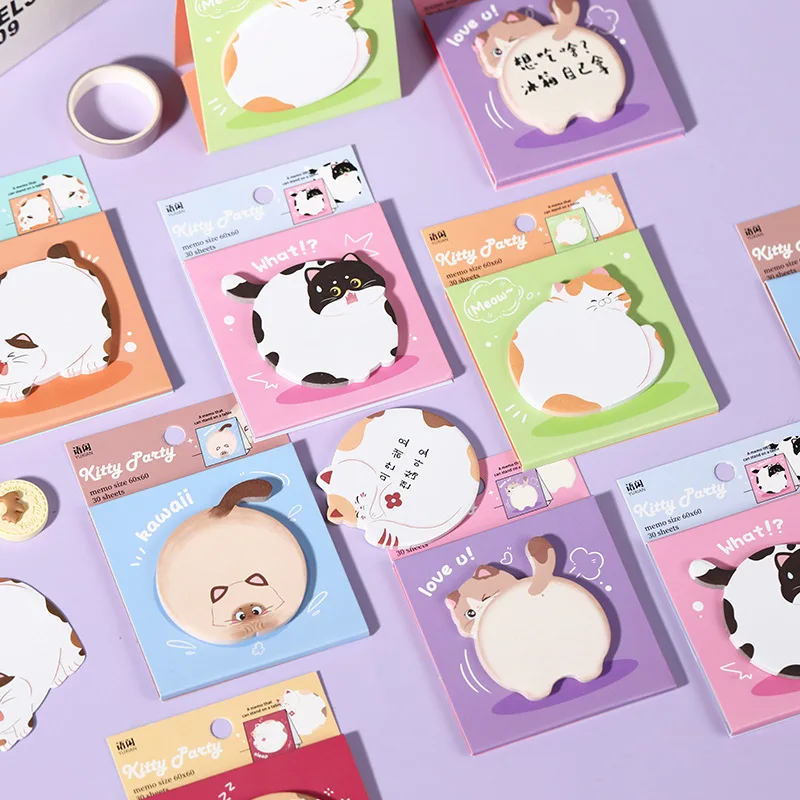 

30 Sheets Cartoon Cat Sticky Note Kawaii Sticky Note Notepad Memo Pad Page Marker Planner Stickers Office School Sticker