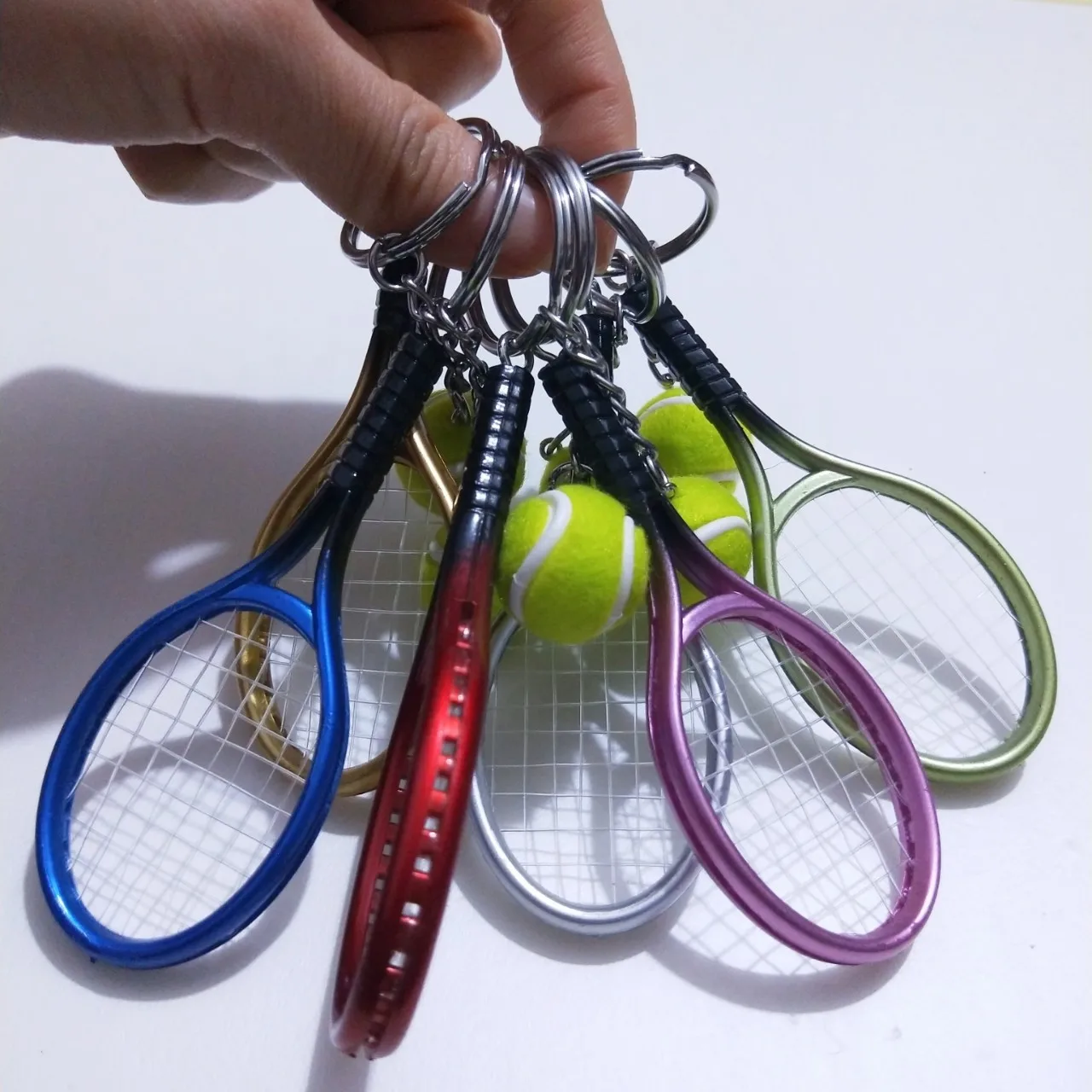 Mini Tennis Racket Pendant Keychain Cute Sport Keyring Key Chain Ring Finder Holer Accessories Gifts for Teenager Fan
