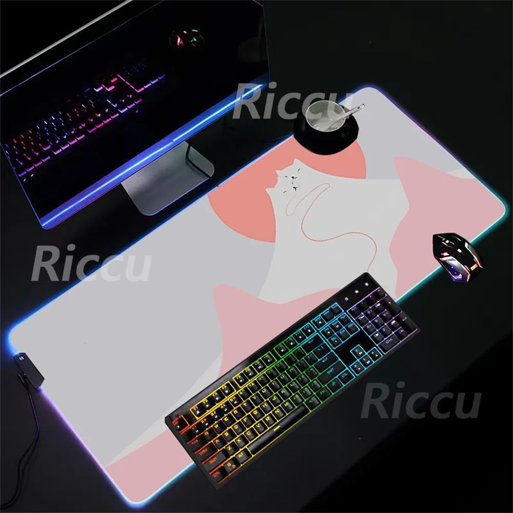 Japanische Wellen niedliche Katze PC Tisch matte High Definition Druck RGB Mauspad Desktop-Spiele xxl große Spiel zubehör Mauspad