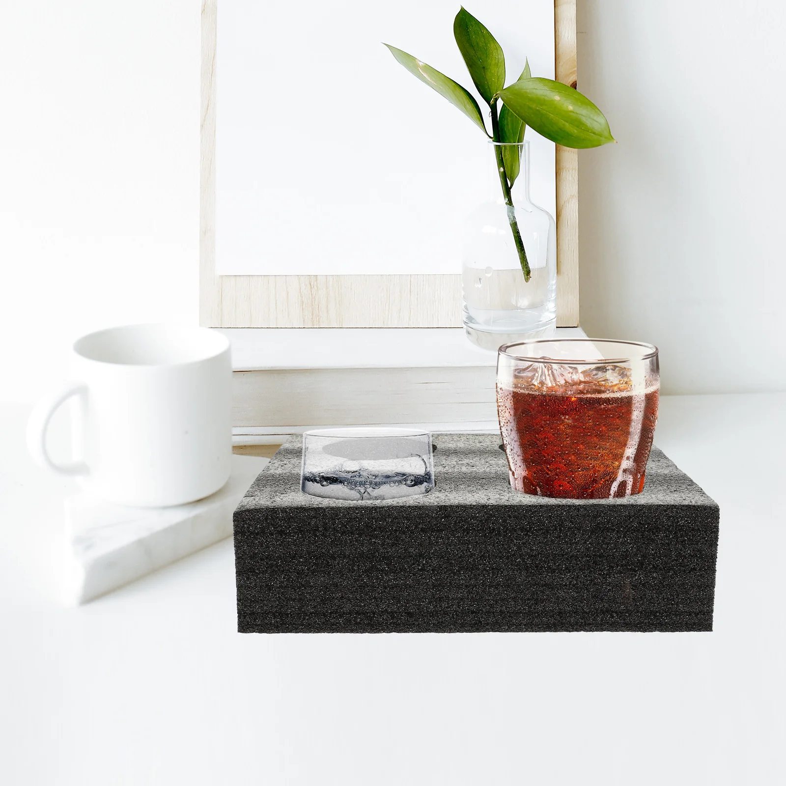 

2pcs Beverage Tray Pearl Cotton Takeout Carrier Cup Fixing Holder Disposable Packing Trays Display Cabinet Drink Carrier