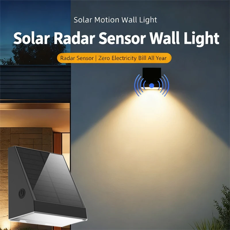LED في الهواء الطلق رادار الطاقة الشمسية الاستشعار الجدار الخفيفة IPX5 مقاوم للماء تعمل بالطاقة الشمسية مصباح ديكور لشرفة سياج حديقة الفناء