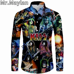 Rock Kiss Band 3D Printed Shirt Hawaii Shirt Men Summer Long Sleeve Shirt Men Shirts 2023 Oversized 5XL Camisas Masculinas-770