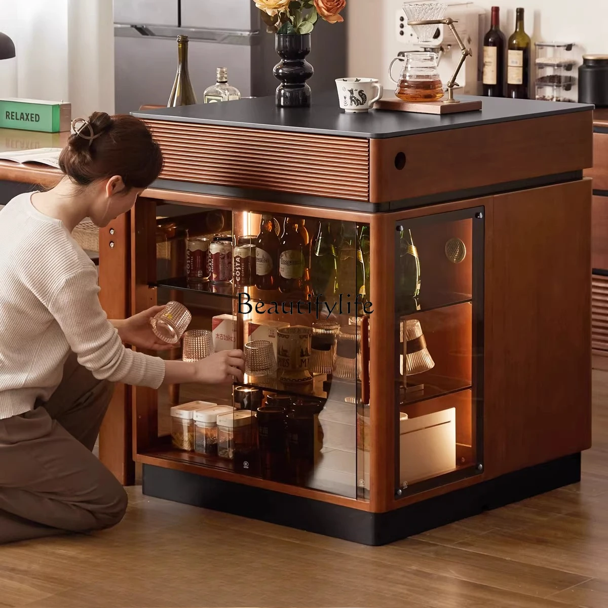 

* Антикварный боковой шкаф из цельного дерева для ресторана, шкафчик из каменной плиты в стиле ретро