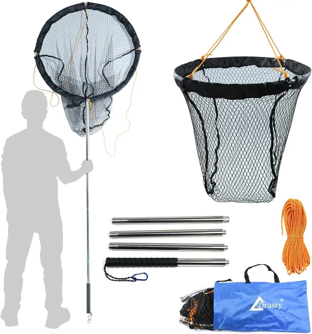 

Collapsible Pier Fishing Net with 49.2ft Rope, High Load Aluminum Ring Drop Net for Saltwater Freshwater