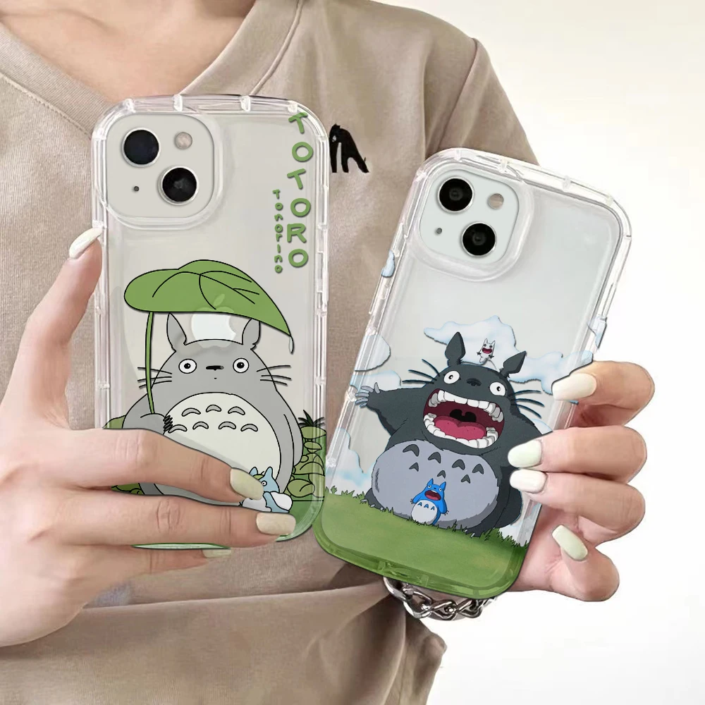 Cartoon black shadow cute cat Phone Case for iPhone 17 16e 16 15 14 13 12 11 Pro Max 7 8 Plus totoros Anti Fall Clear Back Cover