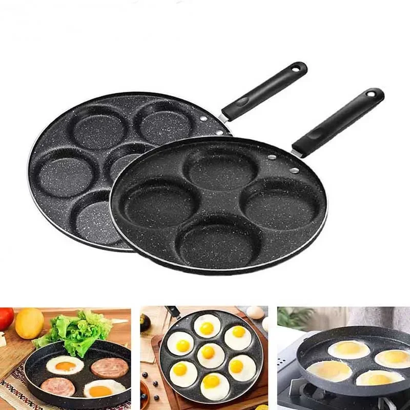 Kitchen Four-hole Frying Pot Thickened Omelet Pan Non-stick Egg Pancake Steak Pan Cooking Egg Ham Pans Breakfast Maker Tools