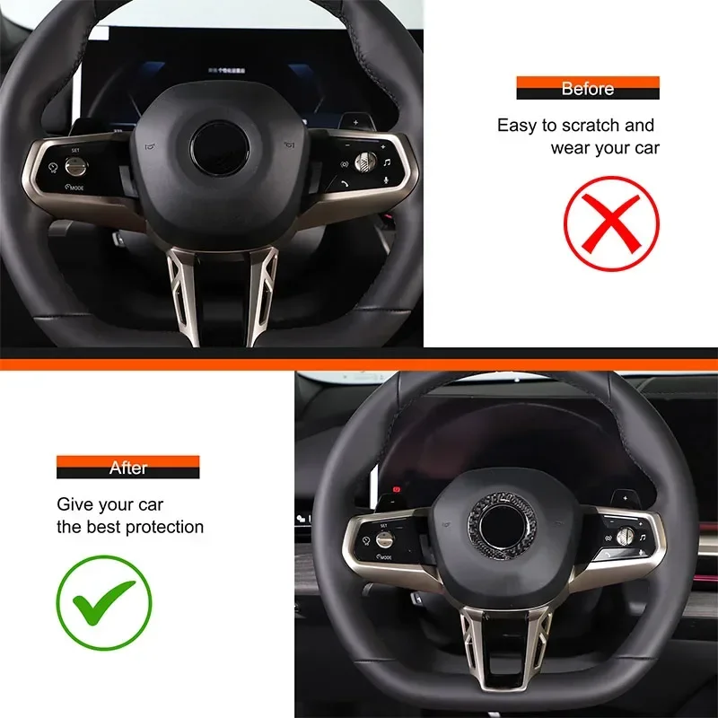 

For BMW 5 Series G60 2024 Soft Carbon Fiber Steering Wheel Badge Decorative Ring Logo Decorative Sticker Interior Accessories