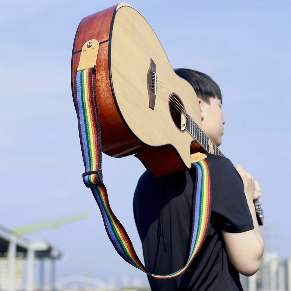 Gitarrengurt, verstellbarer Gitarren-Schultergurt mit Gitarrenplektren und Plektrumtasche, Ukulelengurt für elektrische Akustikgitarre, Bass