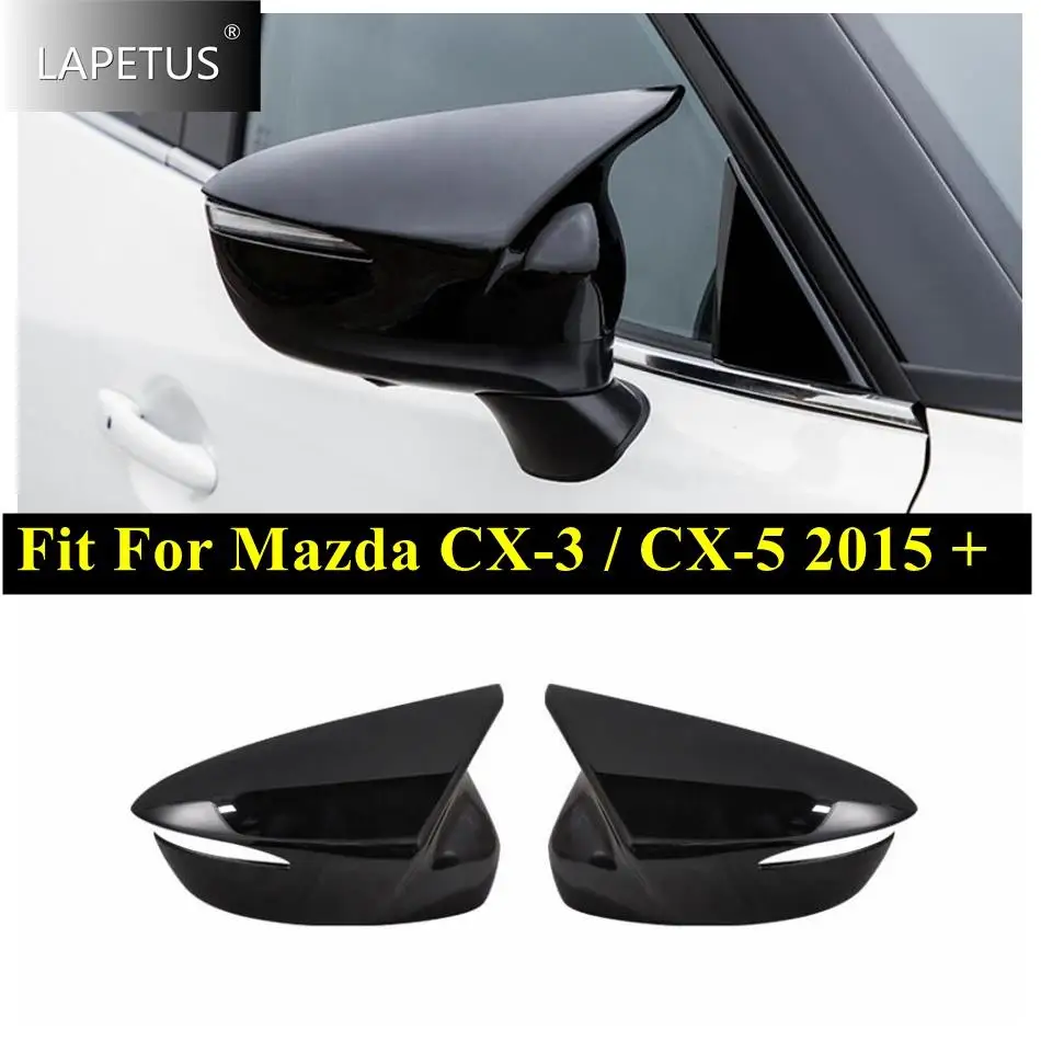 Rearview Mirror Ox Horn Blade Style Cover Trim For Mazda CX-3 2015 - 2018 / CX-5 2015 2016 Black / Carbon Fiber Car Accessories