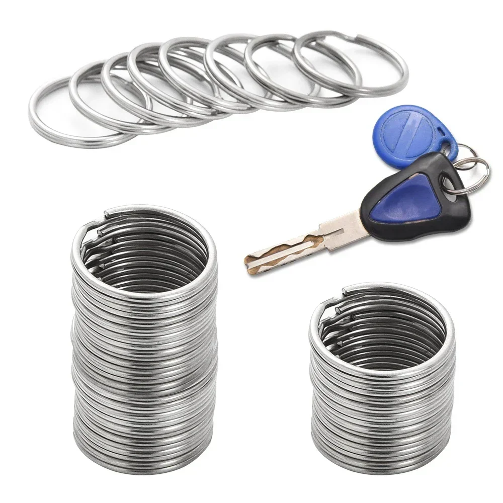 20/200pcs Stainless Steel Key Ring Key Chain 25mm Round Flat Round Split Keychain Polished Metal Blank Circle For DIY Findings