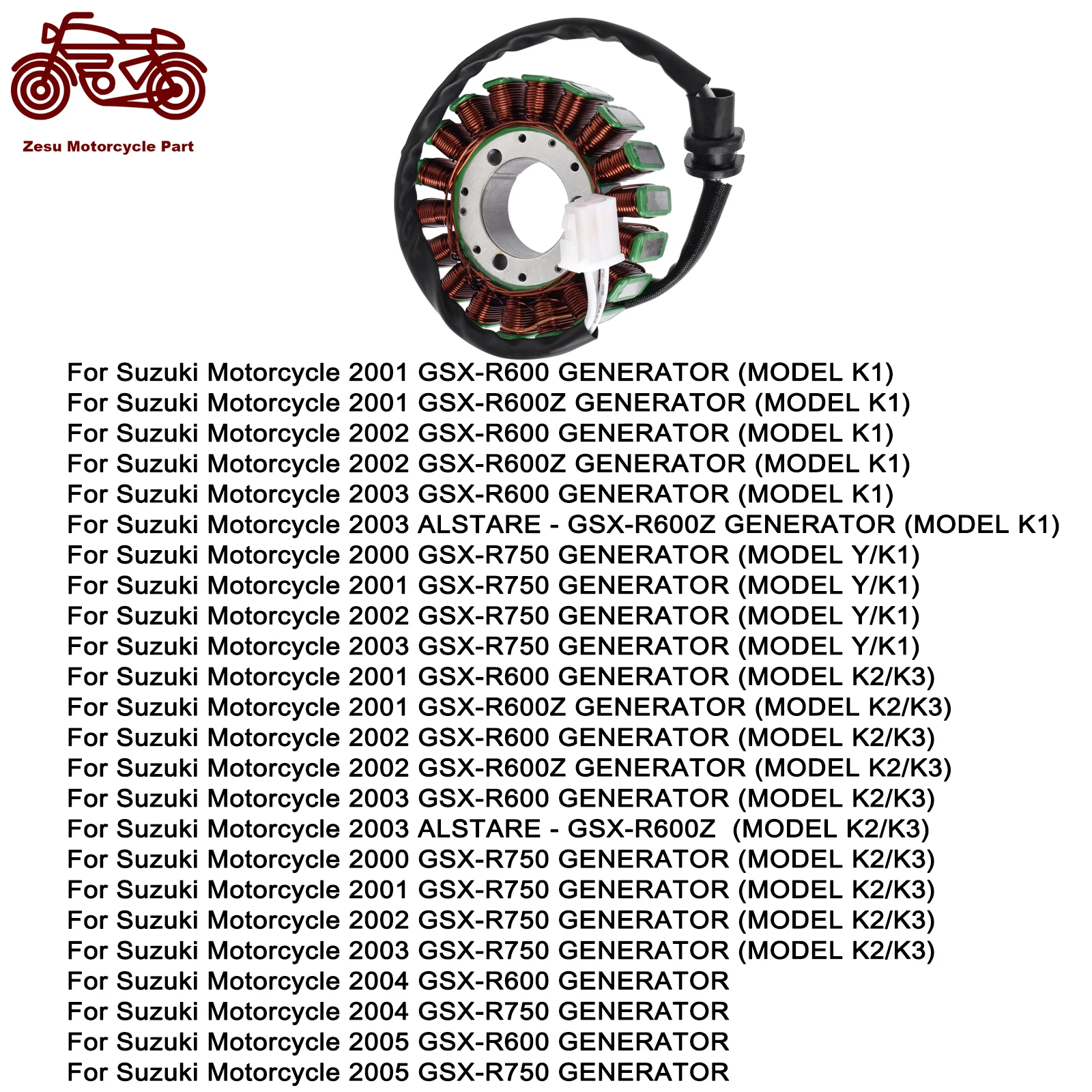 

Motorcycle Ignition Magneto Stator Coil For SUZUKI GSX-R600 GSX-R750 GSXR 600 750 2001-2005 31401-35F00 31401-35F10 31401-29G00