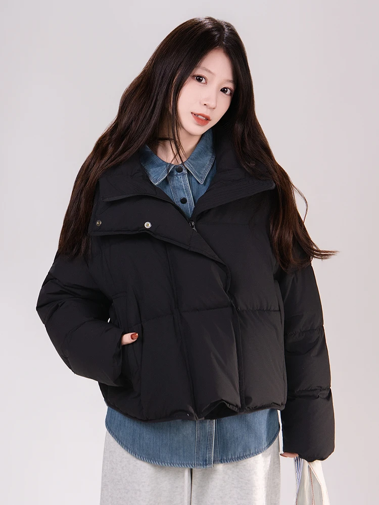 

Женская зимняя теплая куртка-пуховик Artisanal Sle ort Bla Puffer Jaet с воротником-стойкой, наполнителем из 65 г пуха, в стиле Bread Coat