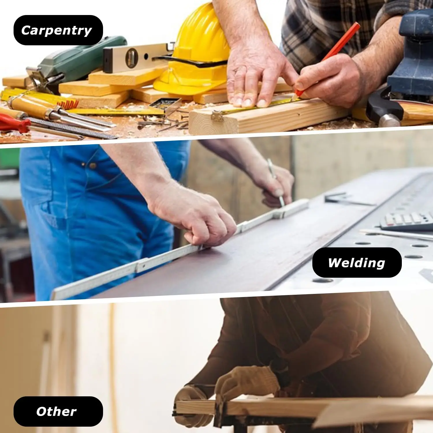 Alat Pencari Titik Tengah 3-Titik dari Baja Anti Karat, Alat Pengukur Akurat untuk Pertukangan Kayu, Pengelasan, Jarak Sama, Presisi