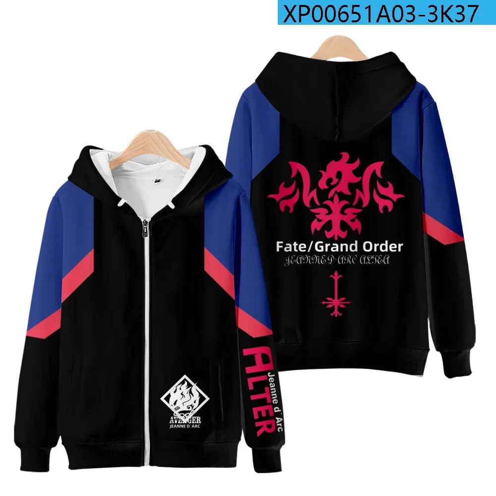 Anime Fate Stay Night Cosplay Costume Fate/Grand Order FGO Saber Alter Joan of Arc Unisex 3D Hoodie Zipper Hooded Jacket Outwear