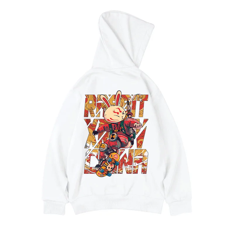 【M-8XL Hoodies】Men Oversized Hoodie Loose American Cartoon Spy Rabbit Print Couple Hoodies