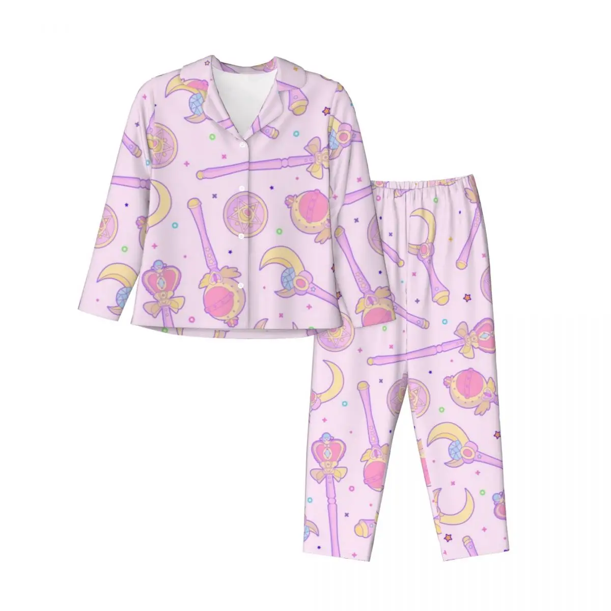 Sailor-Moon Women's Pajamas Set 2 Piece Set For Women Casual Long sleeve Suit