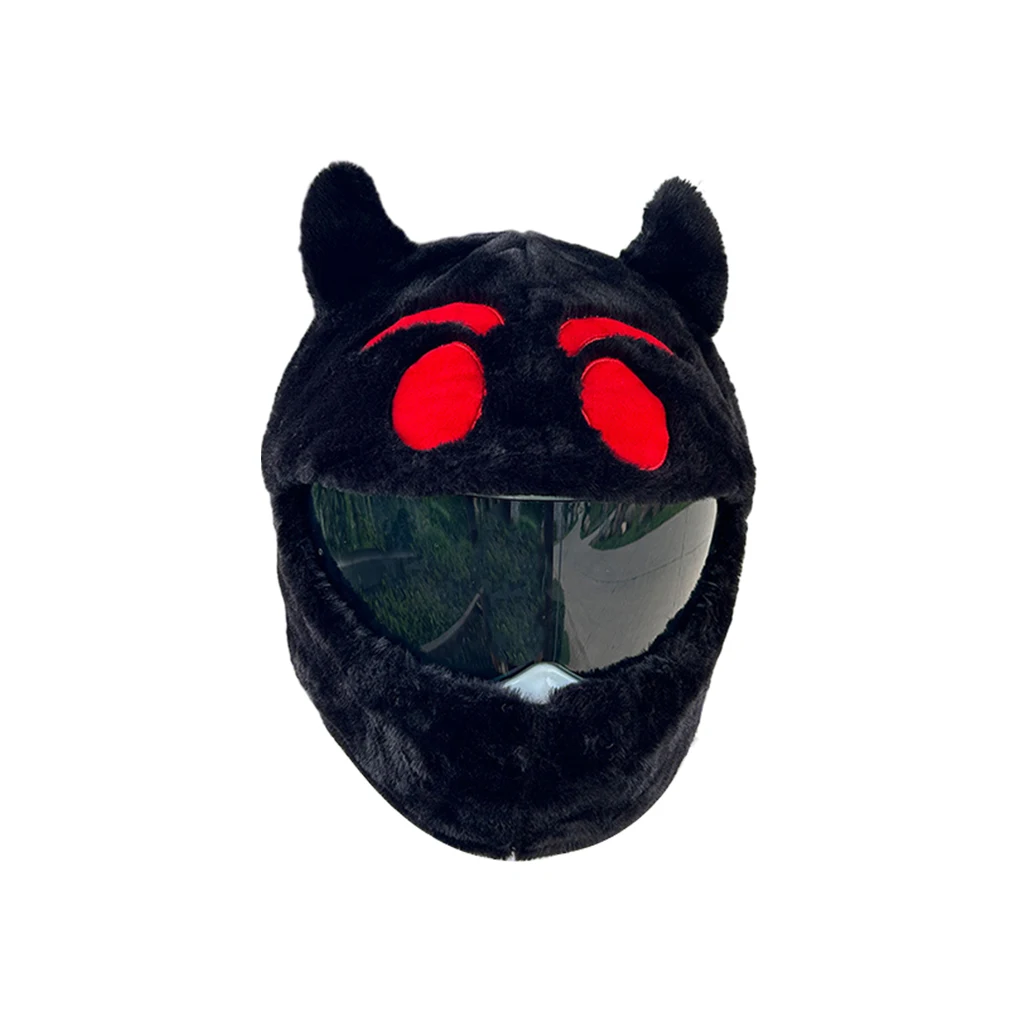 خوذات الدراجات النارية المضحكة ذات الرسوم المتحركة القطيفة، أغطية خوذات الدراجات النارية الواقية، أغطية الوجه الكامل لحفلات الخوذات الإبداعية #6