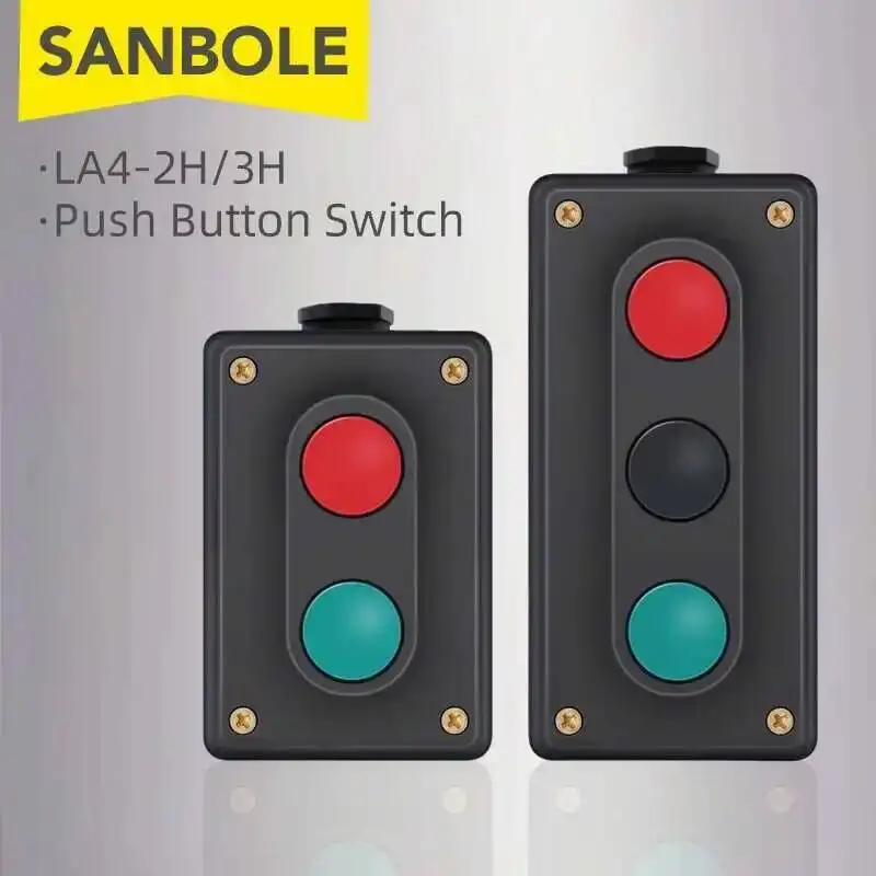 LA4-2H/3H Push Button Switch With Plastic Box Machine Tool Control Self-Reset Start Stop Forward Reverse
