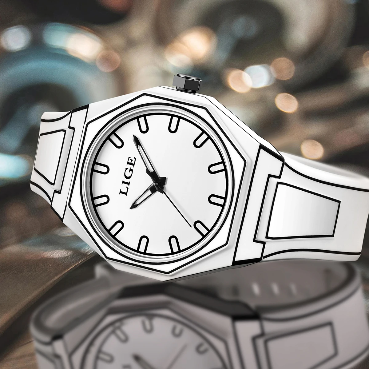 LIGE Couple watches Modern Minimalist Sketching Creative Sports and Leisure Watch Creative Design Waterproof Watch Couple gift