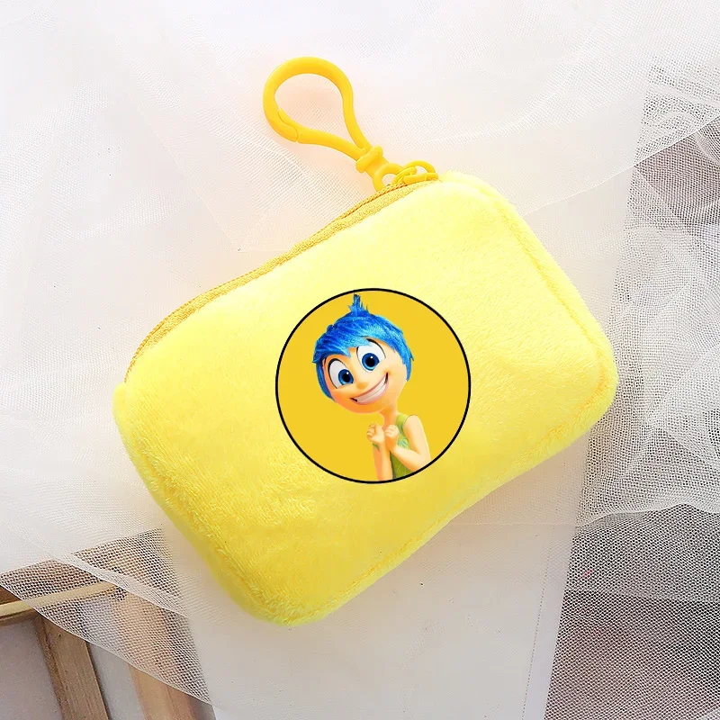 Inside Out Mini Plush Coin Purse Disney Cartoon Figure Student Canvas Square Storage Bag Boys Girls Handbag Fashion Kids Gift