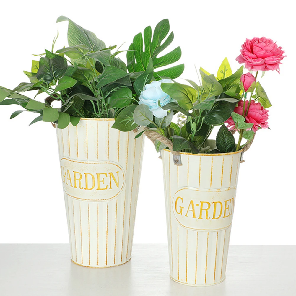 

1Pcs Desktop Decorative Flower Vase Iron Flower Pot Creative Home Floral Arrangement Holder Elegant Garden Office Decoration