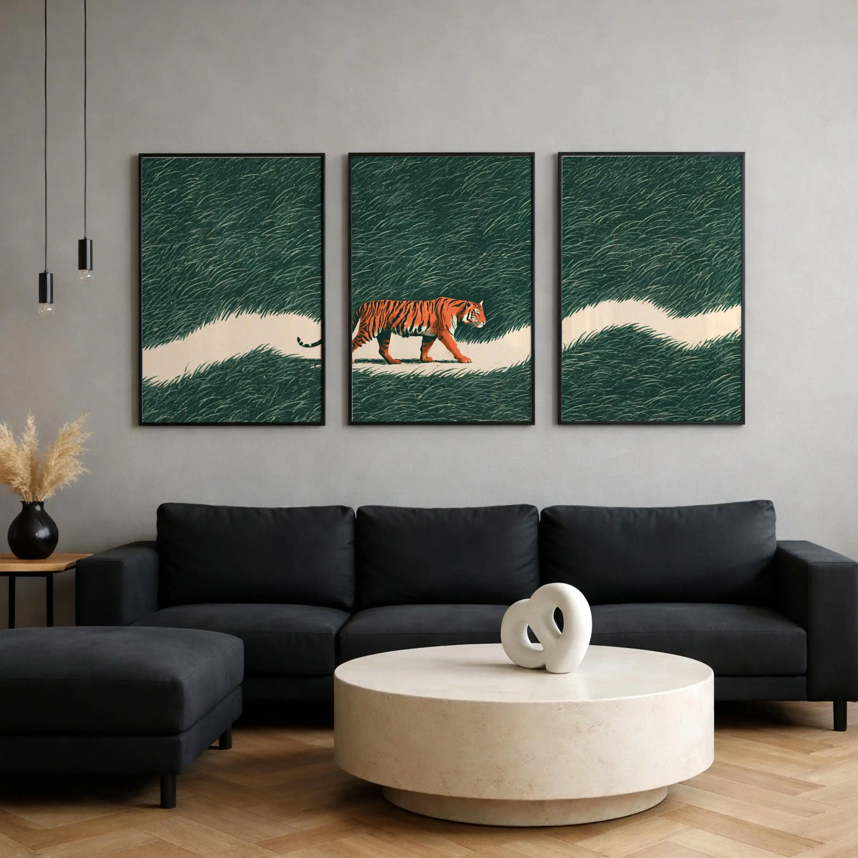 3pcs/Set Vintage Japanese Tiger Posters Unframed Retro Japanese Anmals Posters for Living Room and Bedroom Decorations Gifts