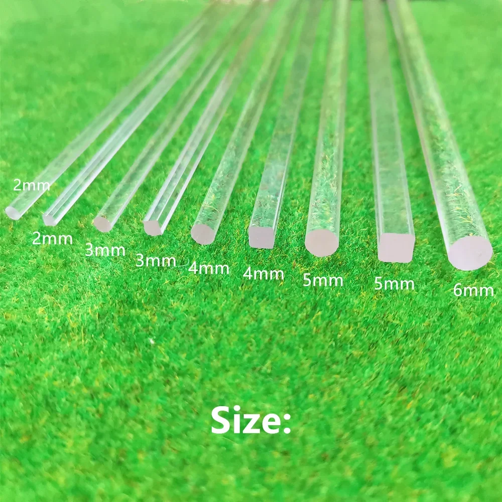 10 PCS acrylic Square round transparent organic glass rod multi size length 25 cm DIY Length can be customized