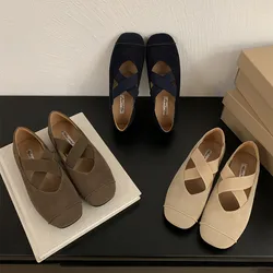 Bailamos Brand Women Flats Round Toe Shallow Slip On Ladies Casual Ballet Shoes Soft Leather Dress Shoes Mujer