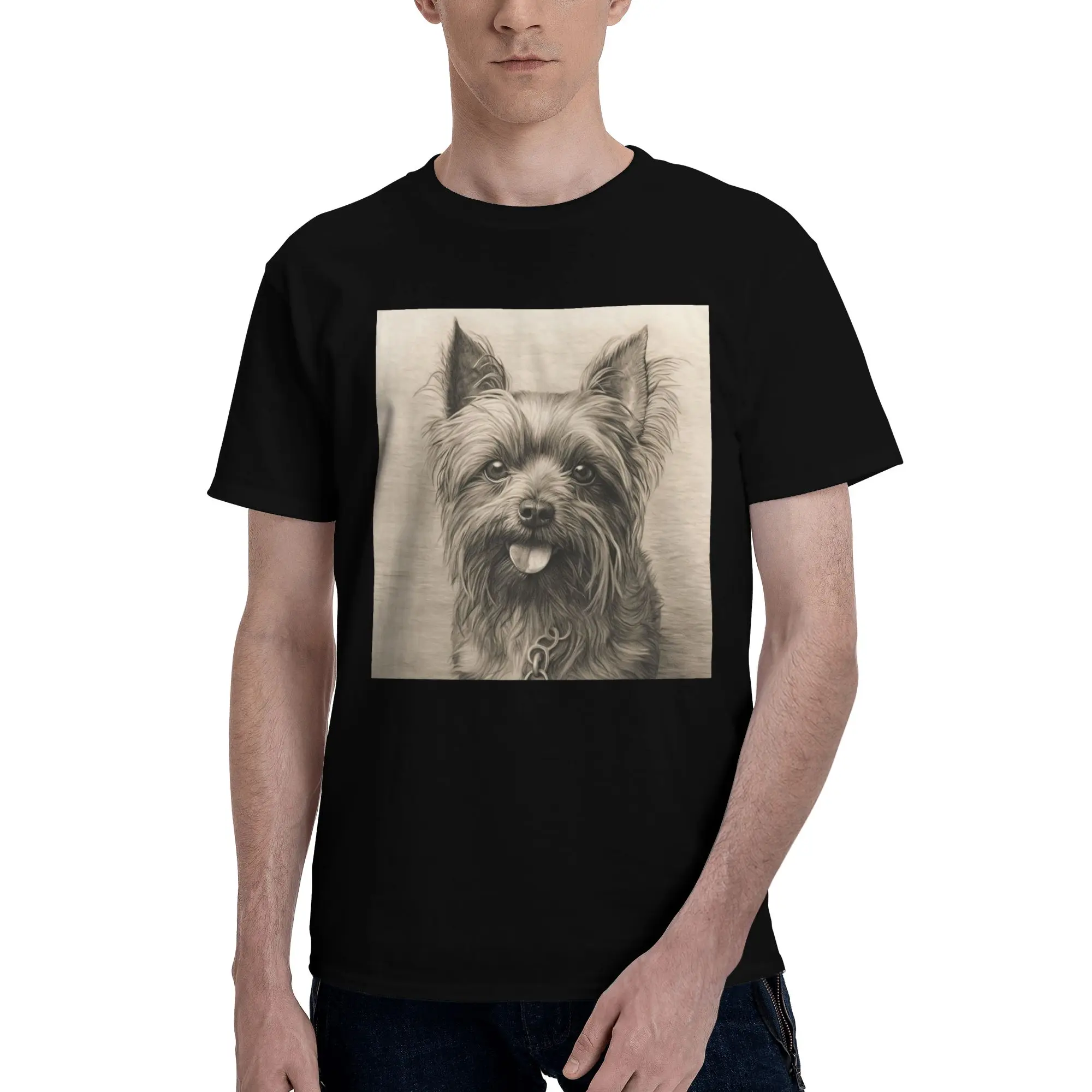 

Очаровательная футболка из 100% хлопка с собакой йоркширского терьера, мужские классические футболки, мужские футболки с круглым вырезом и коротким рукавом, S-6XL