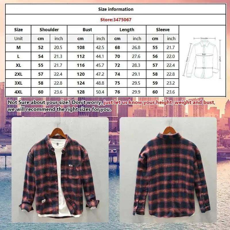 Spring Men's Cotton Casual Long Sleeve Plaid Shirts Vintage Washed Checked Button Down Dress Shirt Camisas De Hombre