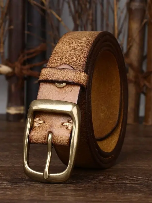 スーパーフォールドレザーベルト-カジュアル-ヴィンテージ-本革-メンズベルト-バックルデザイン-シンプルスタイル-ビジネスやレジャーに最適