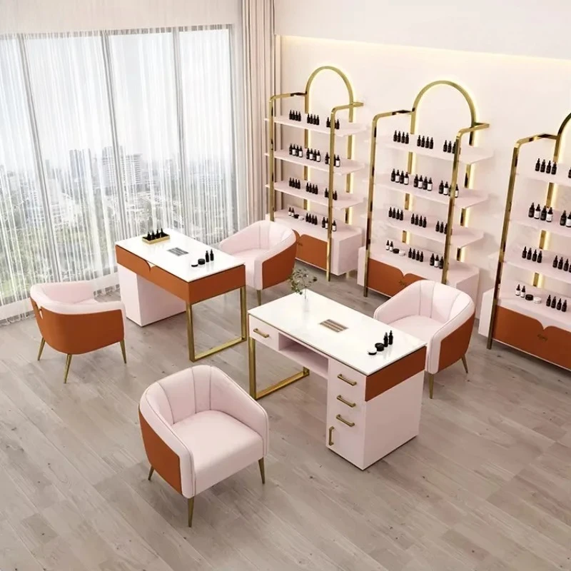High Quality Modern Beauty Salon Manicure Table Set Luxury Wooden Single Manicure Nail Table Desk with Chair