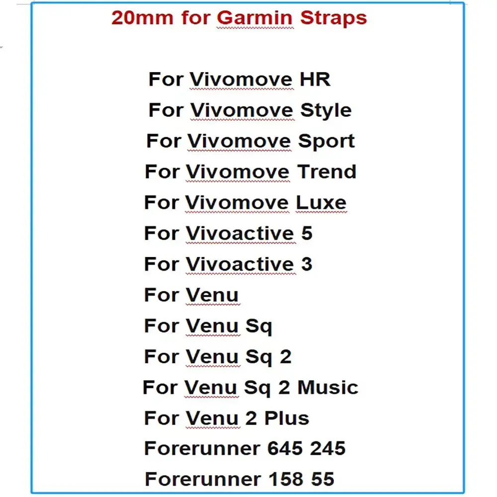 Silicone Strap For Garmin Vivoactive 5 3 / Venu 2 Plus / SQ 2 / Vivomove HR Watch Band Forerunner 645 245 Bracelet 20mm Correa