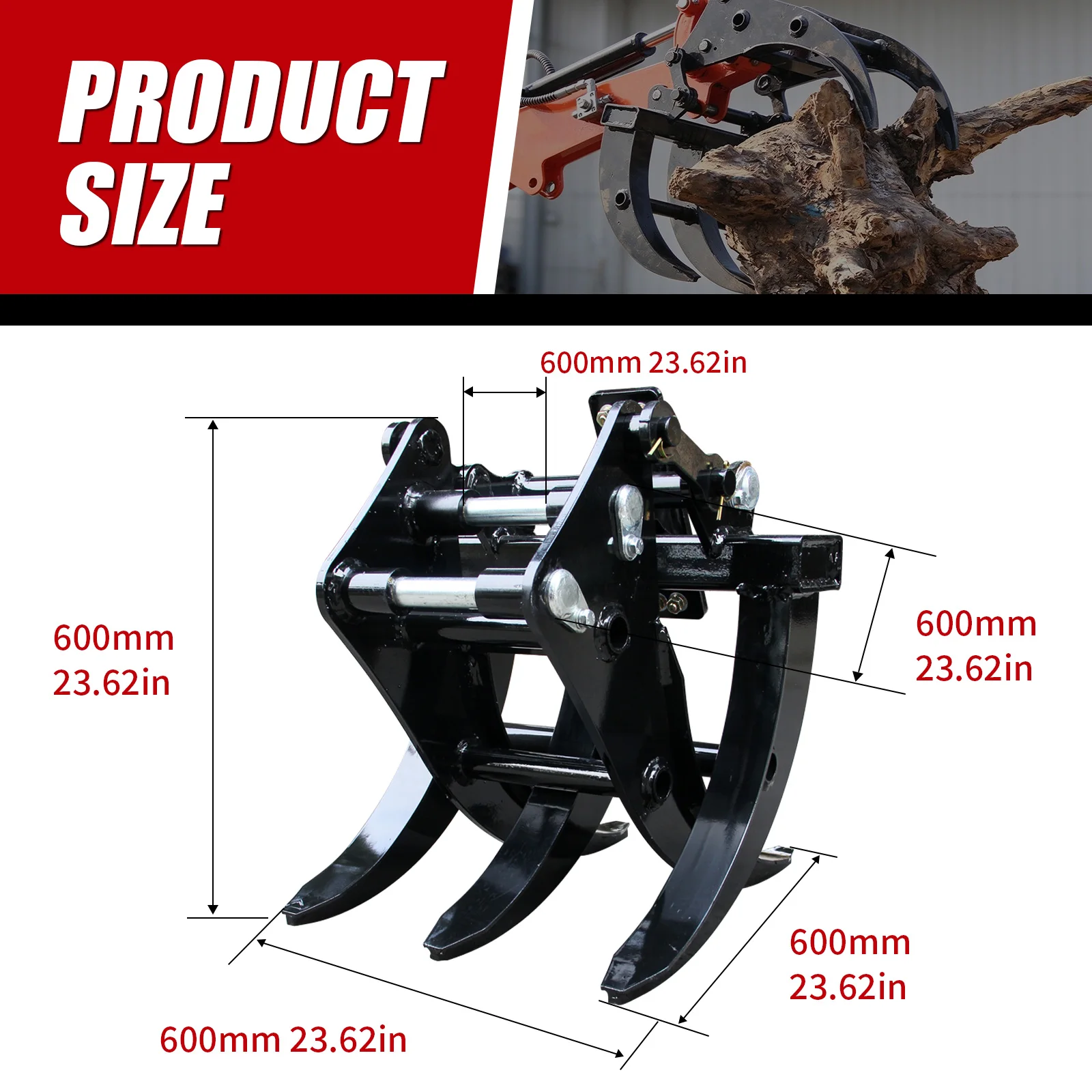 Mini Excavator Grapple Attachment, Heavy Duty Log Brush Grabber for 0.8-2 Ton Free Shipping US Stock