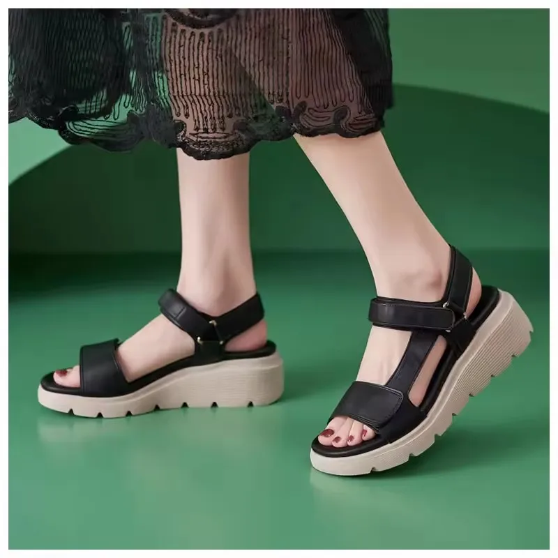 Women's Sandals Summer Casual Elegant PU Soft Non-Slip Comfort Light Beach Sea Wedges Platform Roman Shoes