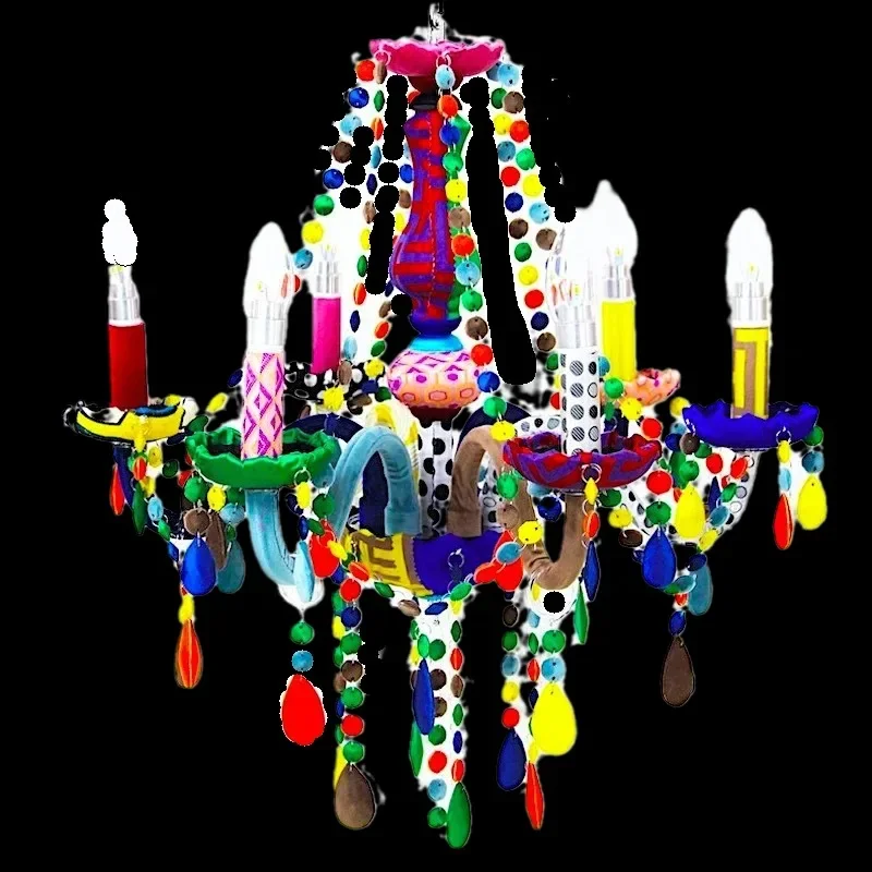 

Children's room bedroom color crystal chandelier, Nordic art wall lamp, Memphis style princess room chandelier