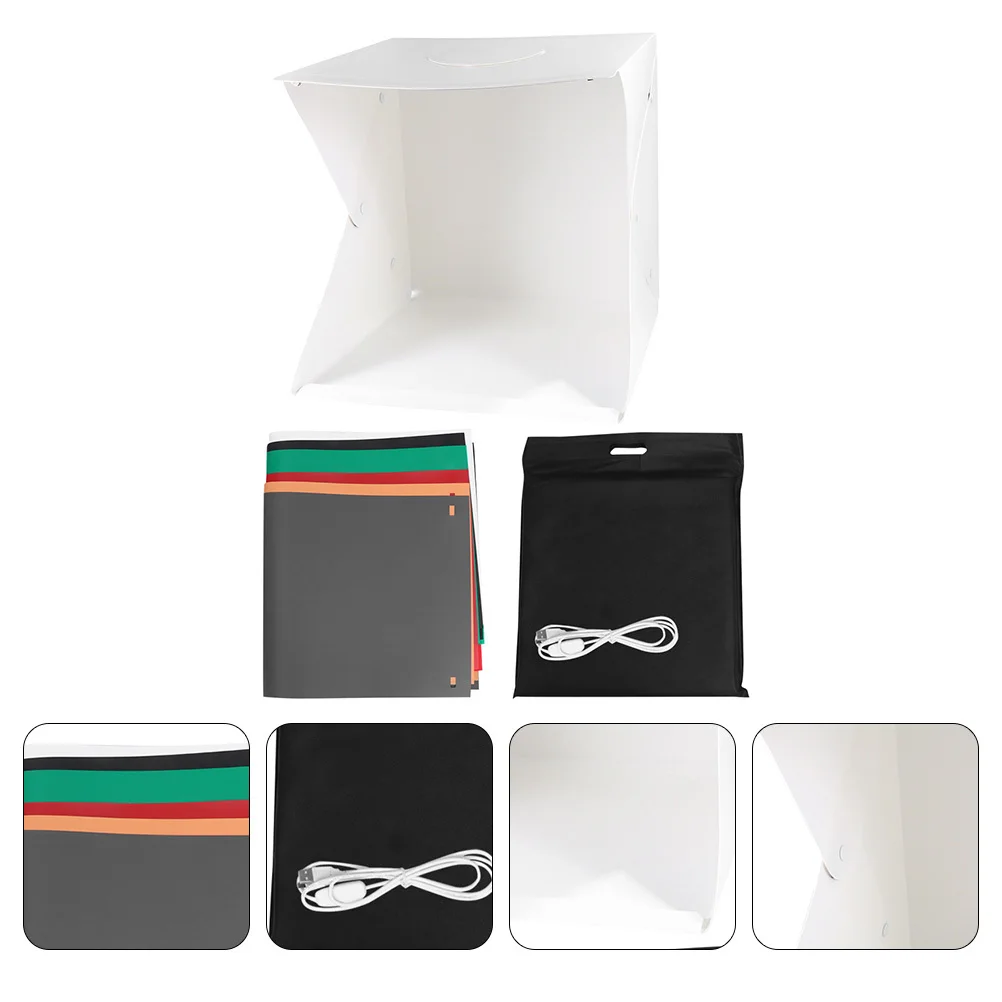 Мини-фотосъемка, фотостудия, палатка для съемки, складной дизайн, встроенный светодиодный светильник, 40 см, фоны для фотосъемки, освещение, кубическая палатка